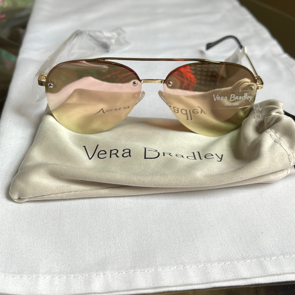 VERA BRADLEY KIRA POLARIZED 60 14 140 rimless gold frame, rose/gold mirror lens